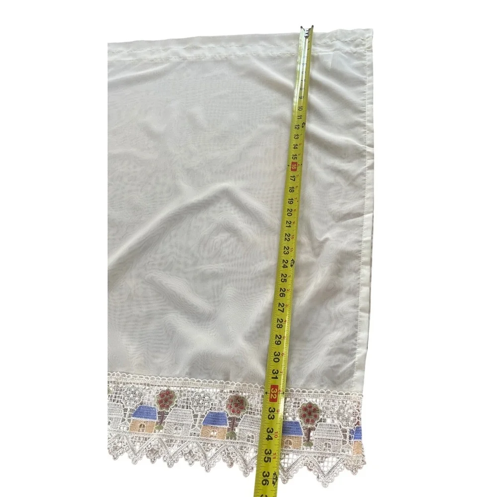 Jubilee Country Lane Tailored Tiers Natural Lace Village Curtains 60x36 Set of 2